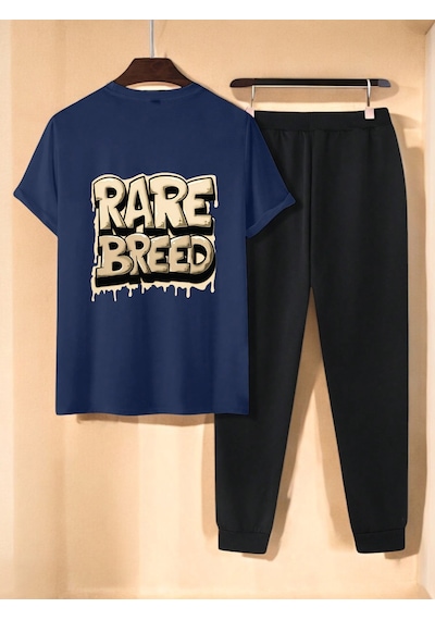 Uyguntarz Unisex Rare Breed Baskılı Eşofman Takımı Lacivert