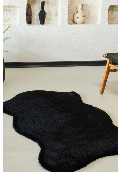 Kaşmir Halı 7/24 Cosy Premium Siyah 70x100 CM Salon Mutfak Halısı Yolluk Kilim