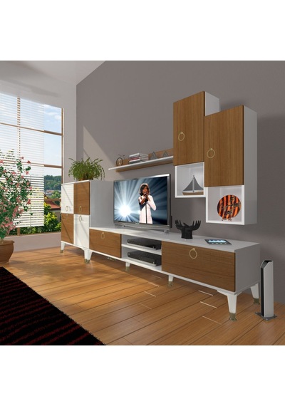 Decoraktiv Eko 6da Mdf Dvd Gold Tv Ünitesi Tv Sehpası Beyaz - Ceviz