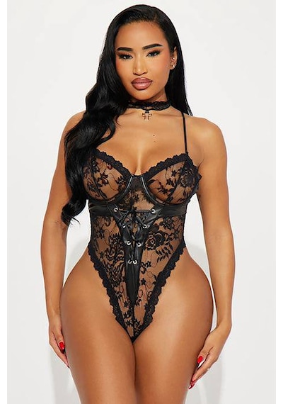 Bikini Mayokini Dünyası Fabrizia Dantel Bodysuit - Siyah