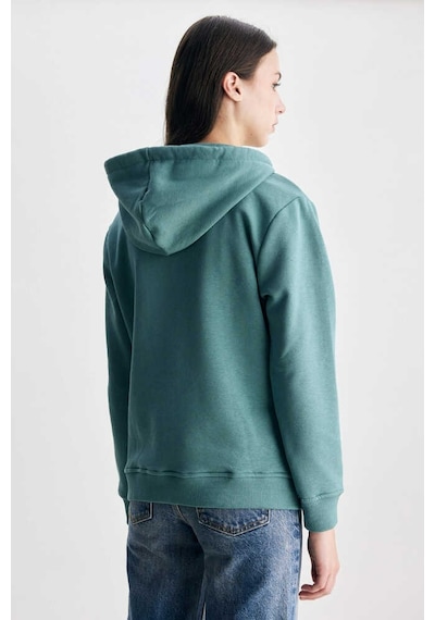 Ucla Rıley Yeşil Kapüşonlu Nakışlı Standard Fit Kadın Sweatshirt Yeşil