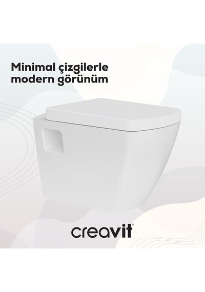 Creavit Tetra Duroplast Yavaş Kapanan Klozet Kapaklı Beyaz Set