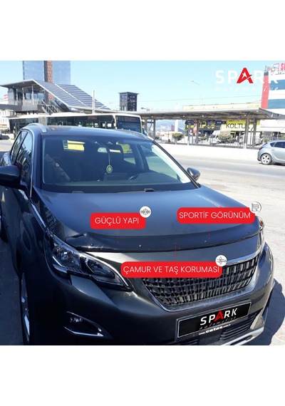 Peugeot 3008 2017 Yılı Ve Sonrası Ön Kaput Rüzgarlık 3mm Siyah