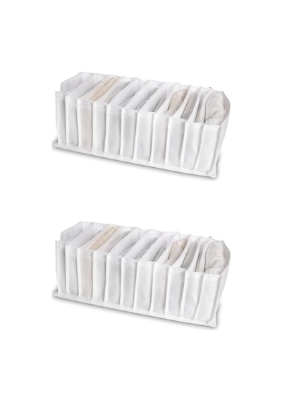 Serstil 2 Adet - Small 11 Gözlü Dolap Içi Akardiyon Organizer 12 X 40 X 12 Beyaz