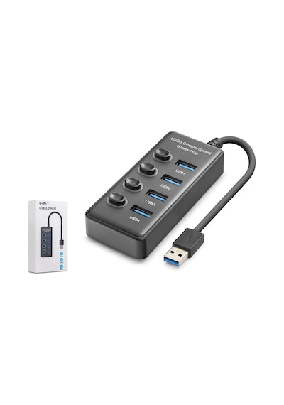 Hadron Hdx7049 Usb Hub 3.0 5gbps 4x Usb-a 4 Port Switch Li Çoklayıcı Siyah