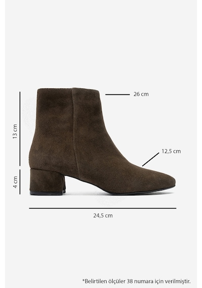 Luvi Shoes Rıchey Yeşil Süet Hakiki Deri Kadın Yuvarlak Burunlu Kalın Topuklu Bot