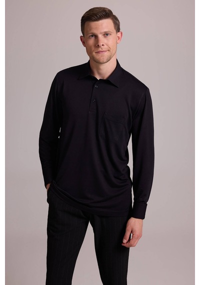 Ysf Erkek Siyah Polo Yaka Sweatshirt