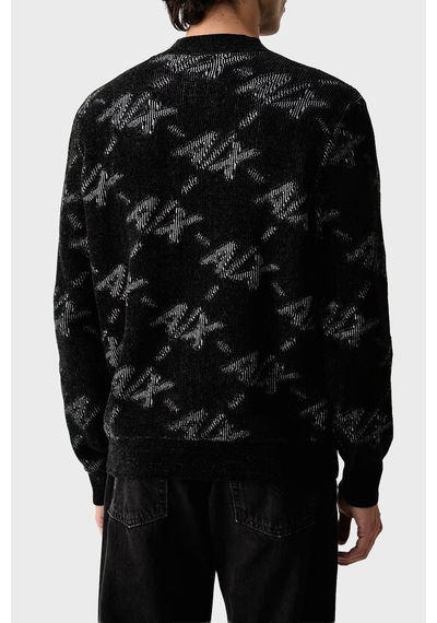 Armani Exchange Tamamı Logolu Regular Fit Bisiklet Yaka Kazak Erkek Kazak Xm002992 Af16916 Fc357 Siyah