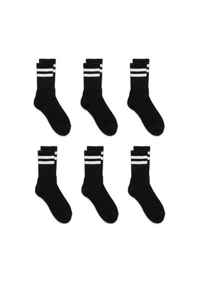 6Lı Unisex Pamuklu Çizgili Spor Soket Çorap