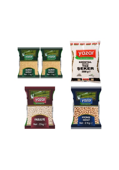 Yazar Buğday 2 KG + Fasulye 2 KG + Toz Şeker 2.5 KG + Nohut 2 KG Aşure Paketi