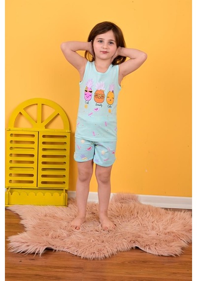 kız çocuk asklı pijama takımı cool sweety mint