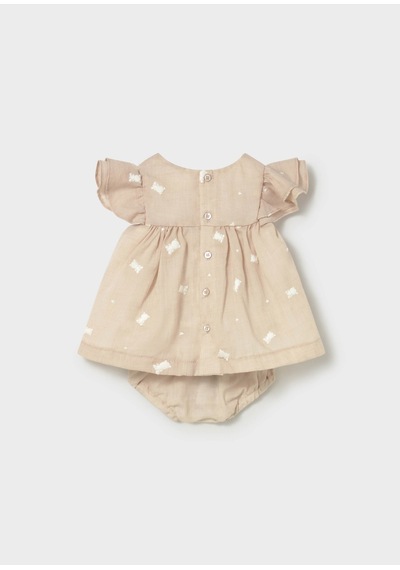 Kız Bebek Elbise Külot Takım 1802 Bej