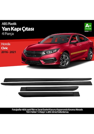 S-dizayn Honda Civic Abs Plastik Yan Kapı Çıtası 2016-2021 A+ Kalite