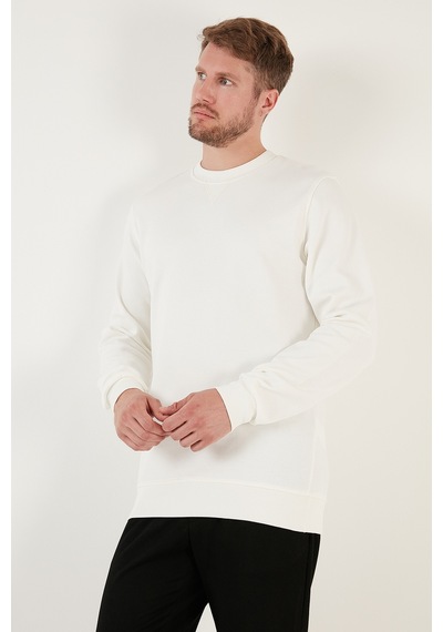 Buratti Pamuklu Relaxed Fit Bisiklet Yaka Erkek Sweat 5905453 Ekru