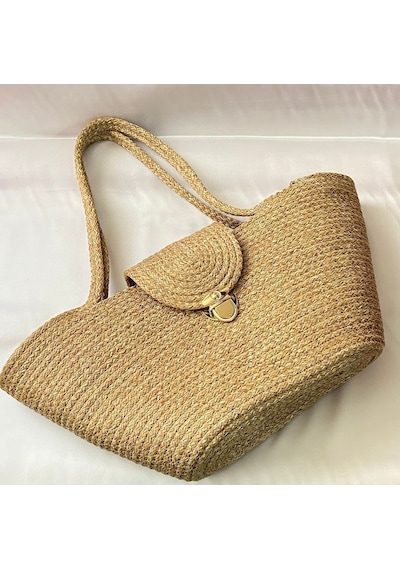 Omuz Çantası / Jüt Çanta / Otantik Çanta /plaj Çantası 35 X 25 / Hasır M Hasır M Çok Renkli