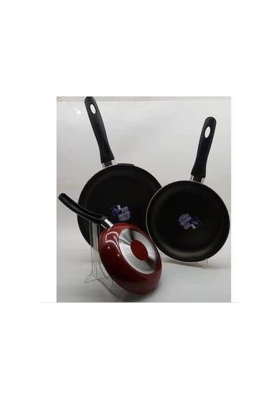 Mehtap 3 Lü Teflon Tava Seti 18+22+26 CM Kırmızı-mor