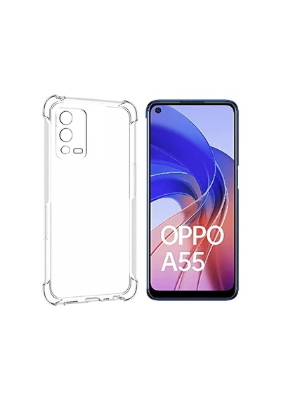 Oppo A55 ile Uyumlu Kapak Kamera Korumalı Şeffaf Airbag Antishock Köşe Korumalı Silikon Şeffaf Kılıf