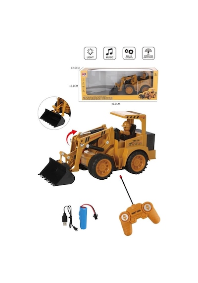 Şarjlı Kumandalı Çocuk Eğitici Full Fonksiyon Oyuncak Araç İş Makinası Kepçe Sarı