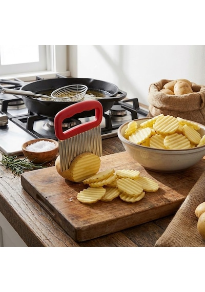 Orret Home Tırtıklı Patates Doğrayıcı Plastik Saplı Sebze Doğrayıcı, Waffle Kesici, Dalga Şekilli Patates Diğer