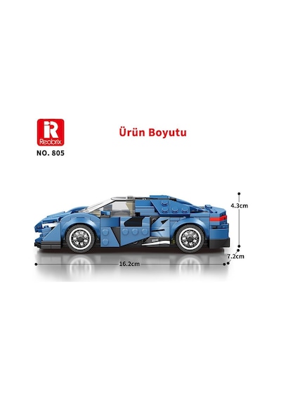 Reobrix Creator 805 Koenigsegg Agera Mavi Spor Araba Yaratıcı Yapı Blok Seti Building Blocks - 298 Parça
