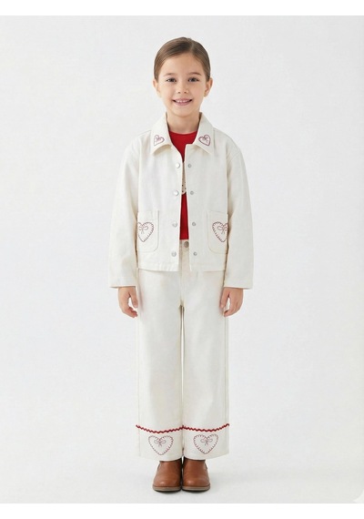 Xo Kids Kız Çocuk 3lü Alt Üst Kombin Takmı 4-13 Yaş Set0479 Krem