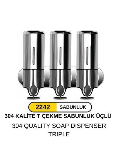 Dolumax T Çekmeli Sıvı Sabunluk 3 Lü Parlak Parlak Krom