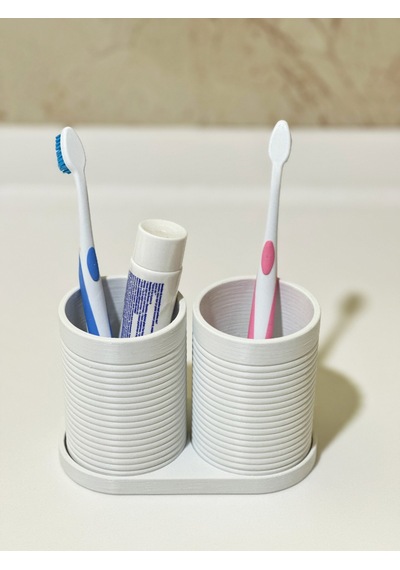 Modern Banyo Düzenleyici V4 - Diş Fırçalık Seti - Ikili Set - Beyaz - 10cm Beyaz