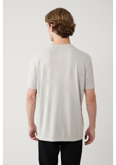 Avva Erkek Açık Gri Soft Touch Bisiklet Yaka Regular Fit T-shirt B001031 Açık Gri