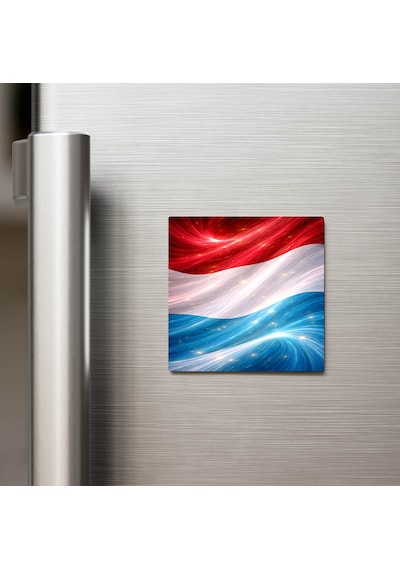 Lüksemburg Luxembourg Abstract Ülke Bayraklı Buzdolap Magneti - 9x9 Cm