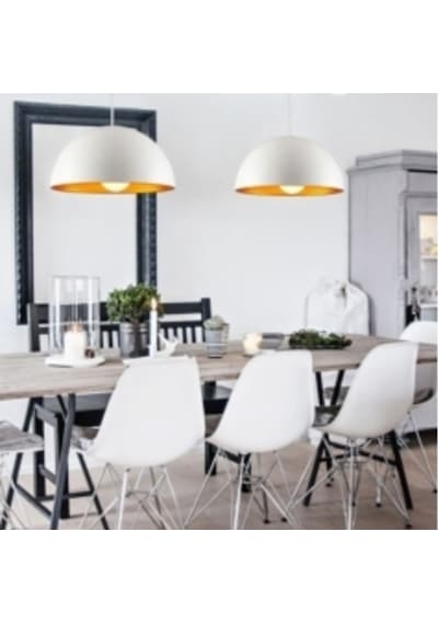 Riolight Retro Beyaz Içi Gold Tekli Metal Sarkıt Çap: 30Cm Not: 1