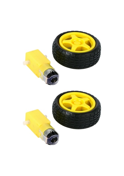 3-6v Redüktörlü Arduino Uyumlu Dc Sarı Motor Ve Tekerlek - 2'li Set