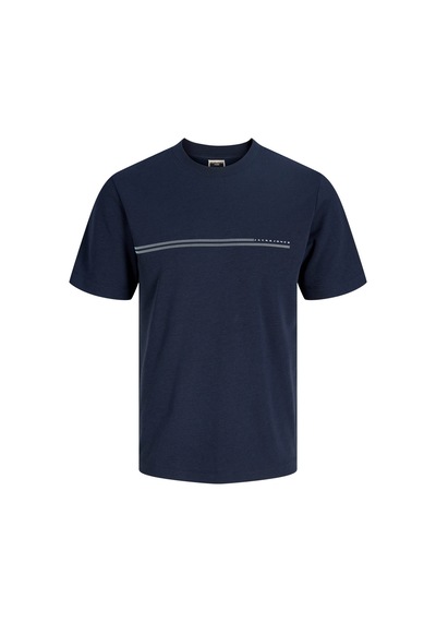 Jack & Jones Jcofusıon Chest Brand Tee Ss Crew Noos Mavi