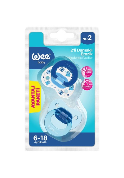 Wee Baby 2 Li Damaklı Emzik No:2 - Mavi