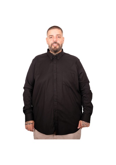 Mode Xl Büyük Beden Erkek Gabardin Gömlek Cepli 25604 Sıyah Siyah