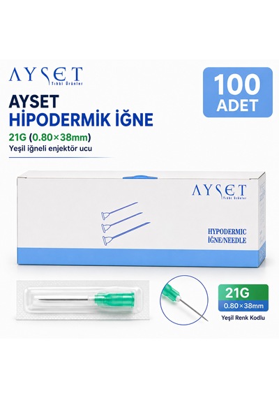 Ayset Yeşil İğne Ucu 21g 0.80 38 Mm 100 Adet
