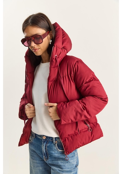 Shade Kadın Kapüşonlu Şişme Mont 10141018 - Koyu Bordo
