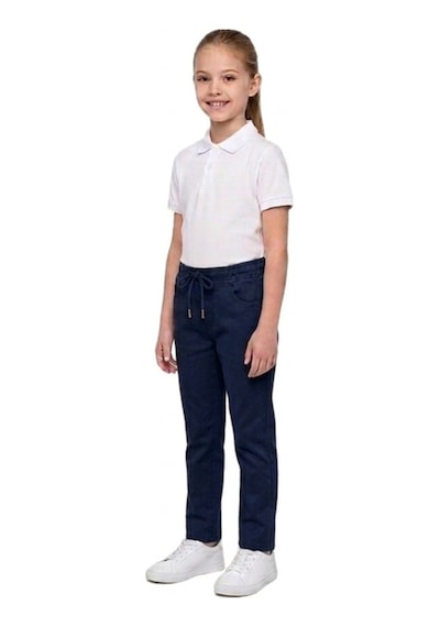 Erdem Kıds Unisex Erkek Kız Çocuk Beli Lastikli Boru Paça Kanvas Keten Lacivert Okul Pantolonu Lacivert Lacivert