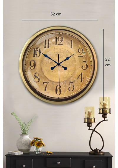 Bronz Nostalji 52 Cm Metal Eskitme Duvar Saati