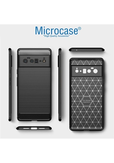 Microcase Google Pixel 6 Pro Brushed Silikon Kilif - Siyah 537459888