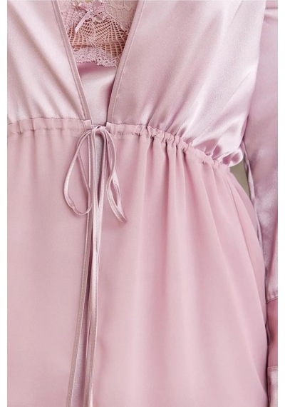 Pierre Cardin 7035 Kadın Dantelli Saten 4'lü Set-rose