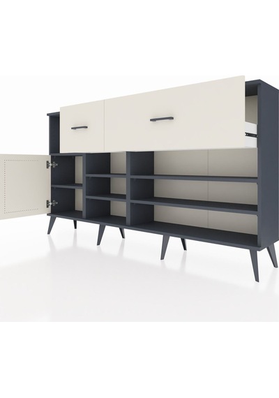 Arges Konsol 6 Raflı 2 Çekmeceli Tek Kapaklı 176x30x99 Antrasit-aytaşı Aytası - Antrasıt Arges Konsol 6 Raflı 2 Çekmeceli Tek Kapaklı 176x30x99 Antrasit-aytaşı Aytası - Antrasıt