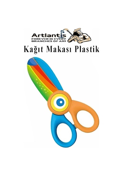 Sevimli Kağıt Makası 1 Adet Plastik Küt Uç Korumalı Okul Makası Çocuk Makas Okul Öncesi Kreş Anasınıfı
