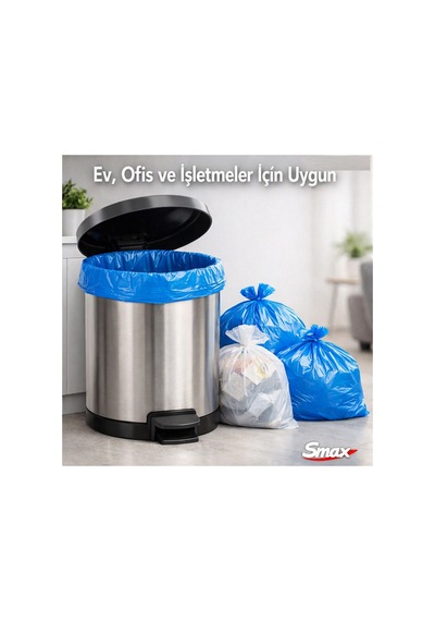 Büyük Boy Mavi Çöp Poşeti 65 80 Cm 5 Rulo Toplam 50 Adet