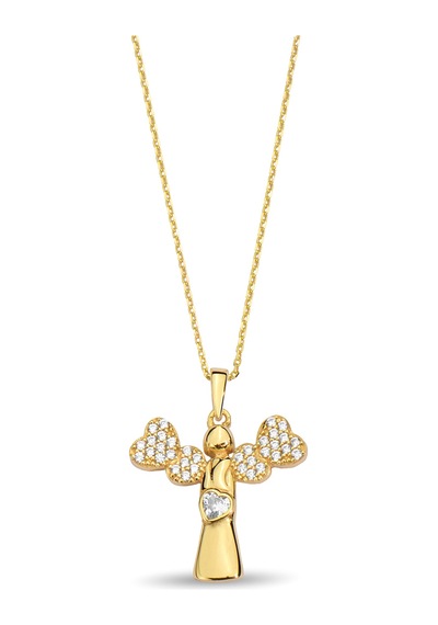 Çgk Çiğdem Gürel Kuyumculuk Taşlı Kalpli Model Altın Kolye Gold