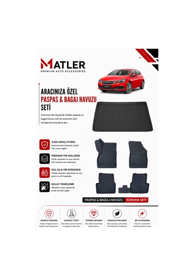 Opel Astra K 2017 Model 4d Ekstra Havuzlu Paspas Ve Bagaj Havuzu Set