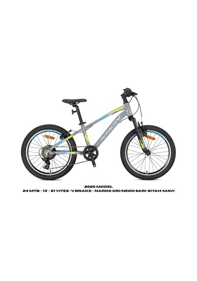 Xc 75 - 24 Mtb - 13' - 21 Vites -v.brake - Nardo Gri/neon Sarı-siyah-mavi