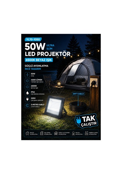 Noas Yl70-1050 50w Ultra Slim Led Projektör 6500k Beyaz Işık Ip66 5 Metre Kablolu Fişli Tak Çalıştır Dış Mekan Aydınlatma Siyah - 920696601 Siyah Noas Yl70-1050 50w Ultra Slim Led Projektör 6500k Beyaz Işık Ip66 5 Metre Kablolu Fişli Tak Çalıştır Dış Mekan Aydınlatma Siyah - 920696601 Siyah