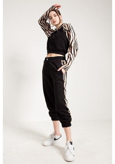 JAHR MARC Zebra Desenli Siyah Kadın Jogger - XS Siyah