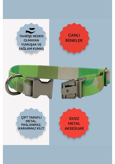 Caramelos İsimli Köpek Tasması, Köpek Künyesi, Köpek İsimlik 210 Açık Yeşil