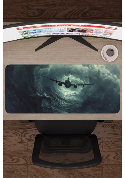 Airplane Uçak Kaymaz Dikişli Kauçuk Oyuncu Mousepad V2 - 70x30 Xl Gaming Mouse Pad Fare Altlığı